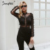 Simplee Sexy lace women jumpsuit romper Black mesh long sleeve jumpsuit 2018 Elegant summer jumpsuit overalls casual streetwear