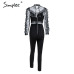 Simplee Sexy lace women jumpsuit romper Black mesh long sleeve jumpsuit 2018 Elegant summer jumpsuit overalls casual streetwear