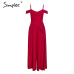 Simplee Sexy off shoulder women jumpsuit romper Elegant high waist red jumpsuit long Summer wide leg lady playsuit overalls 2019