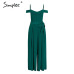 Simplee Sexy off shoulder women jumpsuit romper Elegant high waist red jumpsuit long Summer wide leg lady playsuit overalls 2019