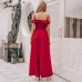 Simplee Sexy off shoulder women jumpsuit romper Elegant high waist red jumpsuit long Summer wide leg lady playsuit overalls 2019