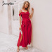 Simplee Sexy off shoulder women jumpsuit romper Elegant high waist red jumpsuit long Summer wide leg lady playsuit overalls 2019