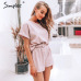 Simplee Solid co-ordinat jumpsuit romper Women casual streetwear overalls playsuit Ladies top shirt overalls short jumpsuit 2019