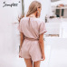 Simplee Solid co-ordinat jumpsuit romper Women casual streetwear overalls playsuit Ladies top shirt overalls short jumpsuit 2019