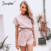 Simplee Solid co-ordinat jumpsuit romper Women casual streetwear overalls playsuit Ladies top shirt overalls short jumpsuit 2019