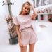 Simplee Solid co-ordinat jumpsuit romper Women casual streetwear overalls playsuit Ladies top shirt overalls short jumpsuit 2019