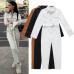 Streetwear Sashes Rompers Women Long Sleeve Jumpsuit Combinaison Femme Autumn White Black Ladies Casual Pockets Cargo Overalls