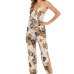 Summer Jumpsuit Sexy Deep V Neck Sleelveless Floral Printing Split Ankle Length Jumpsuit Women Summer Clothes