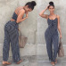 Summer New Blue Bodycon Backless Stripe Jumpsuits Women Sexy Party Clubwear Jumpsuits Casual Bowtie Overalls Jumpsuit Plus Size