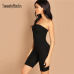 SweatyRocks Black Skinny Glitter Strapless Tube Romper Sleeveless Streetwear Female 2019 Women Bodycon Playsuits and jumpsuits