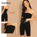 SweatyRocks Black Skinny Glitter Strapless Tube Romper Sleeveless Streetwear Female 2019 Women Bodycon Playsuits and jumpsuits