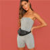 SweatyRocks Slim Fitted Solid Tube Romper Sleeveless Streetwear Female Jumpsuits 2019 Summer Women Bodycon Grey Short Playsuits