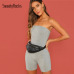 SweatyRocks Slim Fitted Solid Tube Romper Sleeveless Streetwear Female Jumpsuits 2019 Summer Women Bodycon Grey Short Playsuits