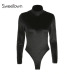 Sweetown Sexy Velvet Long Sleeve Bodysuit Women Black Elegant Jumpsuit Short 2018 Autumn Winter Turtleneck Body Mujer Romper