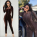 Tobinoone 2018 Autumn Winter Long Rompers Slim Full Overalls Women Sexy Turtleneck Pleuche Bodysuits Bodycon Velvet Jumpsuits