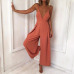 VIEUNSTA 17 Colors Women Strap Backless Long Jumpsuits 2018 New Fashion Back Bow Flare Leg Playsuit Summer Beach Loose Jumpsuit