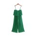 Vadim women chiffon green pleated jumpsuits elastic waist ruffles sleeveless backless rompers female solid chic playsuits KA615