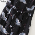 Vadim women cute crane print jumpsuit sashes pockets sleeveless pleated rompers ladies vintage casual jumpsuits KZ1016