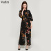 Vadim women vintage floral jumpsuits wide leg pants bow tie belt elastic waist pockets rompers female chic playsuits KZ1175