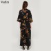 Vadim women vintage floral jumpsuits wide leg pants bow tie belt elastic waist pockets rompers female chic playsuits KZ1175