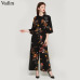 Vadim women vintage floral jumpsuits wide leg pants bow tie belt elastic waist pockets rompers female chic playsuits KZ1175