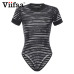 Viifaa Sexy Black Bodysuit Women See Through Mesh Bodycon Jumpsuit Transparent Body Femme Romper Summer Party Bodysuits