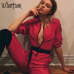 Waatfaak Cargo Red Jumpsuit Women Long Pants Long Sleeve Pocket Streetwear Sexy Jumpsuit Zipper Up Turtleneck Patchwork Romper