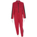 Waatfaak Cargo Red Jumpsuit Women Long Pants Long Sleeve Pocket Streetwear Sexy Jumpsuit Zipper Up Turtleneck Patchwork Romper