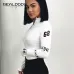 Waatfaak Turtleneck Long Sleeve Sexy Black Bodysuit Women Zipper Bodycon Skinny Printed Warm Romper Elegant Autumn Jumpsuit