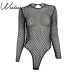 Weekeep 2017 New Sexy Hollow Out Mesh Bodysuits Black Backless Long Sleeve Bodysuit Women Beach Wear Rompers Womens Jumpsuit