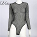 Weekeep 2017 New Sexy Hollow Out Mesh Bodysuits Black Backless Long Sleeve Bodysuit Women Beach Wear Rompers Womens Jumpsuit