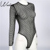 Weekeep 2017 New Sexy Hollow Out Mesh Bodysuits Black Backless Long Sleeve Bodysuit Women Beach Wear Rompers Womens Jumpsuit