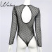 Weekeep 2017 New Sexy Hollow Out Mesh Bodysuits Black Backless Long Sleeve Bodysuit Women Beach Wear Rompers Womens Jumpsuit