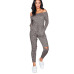 Wjustforu Sexy Off Shoulder Jumpsuits Women Long Sleeve Casual Rompers Knitted Hole Jumpsuit Female Elastic Waist Overalls