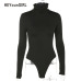 Women Bodysuits Black Turtleneck Sexy Jumpsuits Long Sleeve Body Suit Bodycon Sheath Playsuit Bodysuit Elastic Party Heyoungirl