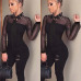 Women Transparent Tops Sexy Bodycon Long Sleeve lace bodysuit Jumpsuit Women Summer black sexy high waist causal Rompers#SA