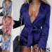 Womens Clubwear Playsuit Bodycon Party Satin V Neck Jumpsuit Romper Trouser Deep V-Neck Sexy Bodysuits