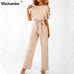 Wuhaobo Short Sleeve 2019 New Women Jumpsuit Solid Back Button Bodysuits Womens Casual Spring Summer Overalls Female Jumpsuits