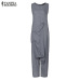 ZANZEA Plus Size Jumpsuits Women Sleeveless Overalls Baggy Harem Pants Female Drop Crotch Playsuits Combinaison Femme Pantalon