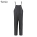 ZANZEA Rompers Womens Jumpsuit 2019 Summer Casual Pockets Sleeveless Strap Long Playsuit Solid Loose Overalls Plus Size M-5XL