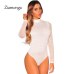 Ziamonga 2019 Black Sheer Mesh Long Sleeve Bodysuit Women Tops Bodycon Fitness Jumpsuit Romper Fashion Latex Sexy Slim Bodysuit