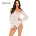 Ziamonga 2019 Sexy Bodysuit Women Sleeveless Mesh Bodysuit Top Sheer Lace Bodysuit Rompers Women's Zipper Front Bodycon Jumpsuit