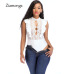 Ziamonga 2019 Sexy Bodysuit Women Sleeveless Mesh Bodysuit Top Sheer Lace Bodysuit Rompers Women's Zipper Front Bodycon Jumpsuit