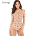 Ziamonga 2019 Sexy Bodysuit Women Sleeveless Mesh Bodysuit Top Sheer Lace Bodysuit Rompers Women's Zipper Front Bodycon Jumpsuit