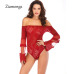 Ziamonga 2019 Sexy Bodysuit Women Sleeveless Mesh Bodysuit Top Sheer Lace Bodysuit Rompers Women's Zipper Front Bodycon Jumpsuit