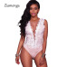 Ziamonga S-XXL Sexy Black Lace Bodysuit Women Mesh Jumpsuits Romper Backless Embroidery Ladies Body Dentelle Shorts Playsuits