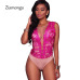 Ziamonga S-XXL Sexy Black Lace Bodysuit Women Mesh Jumpsuits Romper Backless Embroidery Ladies Body Dentelle Shorts Playsuits