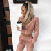 2018 Fashion Women Sweatshirt Pants Sets Velvet Tracksuit Velour smooth soft Suit