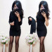 2018 New Arrival Fashion Autumn Suits Sexy Sheath O-Neck Above Knee Mini Dress Full Sleeve Casual Coat Two Pieces Women Sets