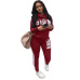 2018 Spring Letter Pink Print Tracksuit Women Casual Outfits Two Piece Set Pants Suits Plus Size Clothing Sets XXXL